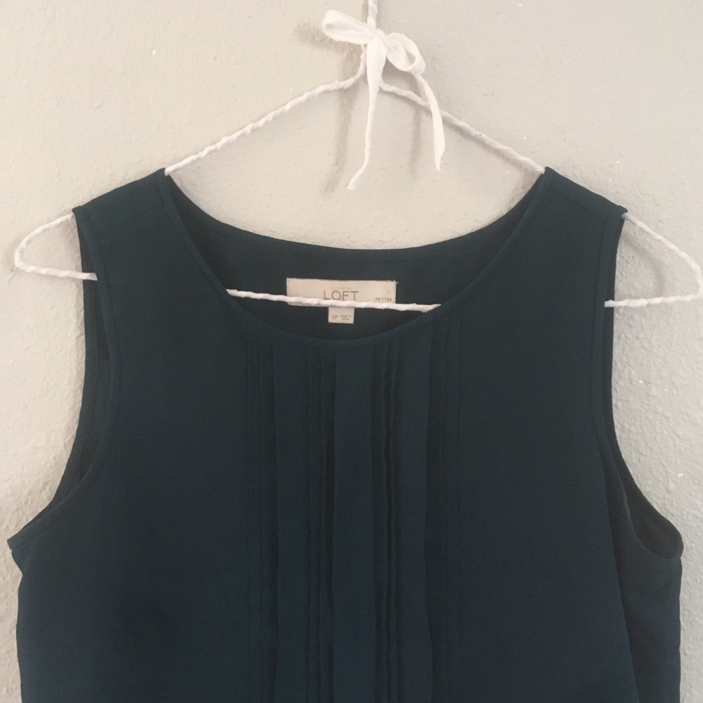 ann taylor loft teal sleeveless blouse